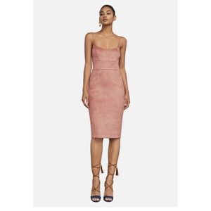 BCBG MazAzria Alese Midi Suede Rose Dress